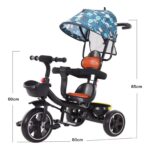🚲👶 Triçikletë për Fëmijë 4-në-1 me Dorezë për Prind, Tendë Dielli dhe Rrota të Qëndrueshme (1-5 Vjeç) - Figura 2