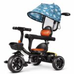 🚲👶 Triçikletë për Fëmijë 4-në-1 me Dorezë për Prind, Tendë Dielli dhe Rrota të Qëndrueshme (1-5 Vjeç) - Figura 4