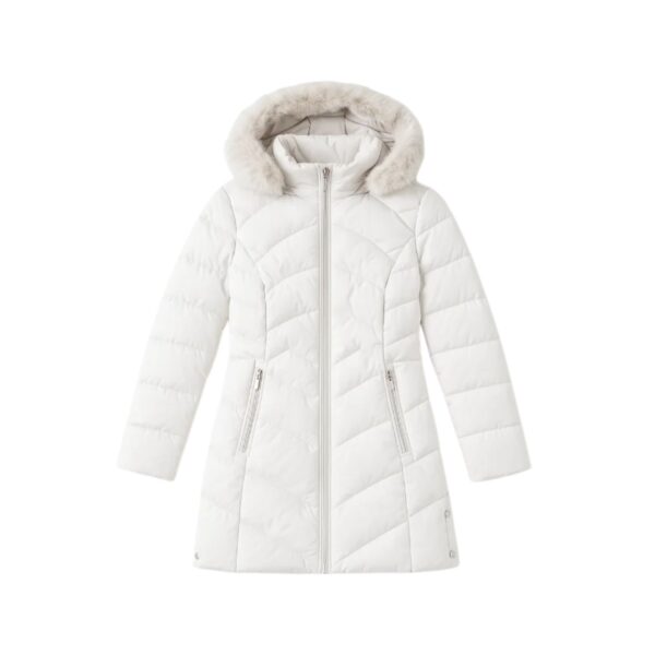 🤍 Xhupë e Bardhë Dimërore me Kapuç & Detaj Peliçe