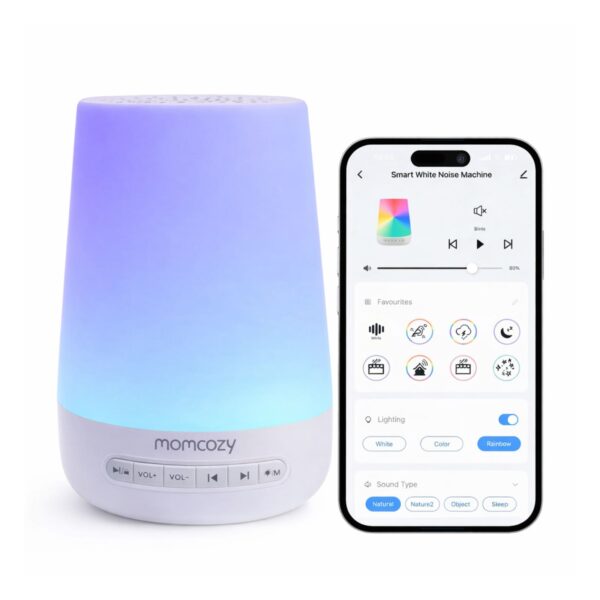 🌙✨ Momcozy Smart White Noise Machine - Pajisje Inteligjente me Drita & Tinguj Relaksues