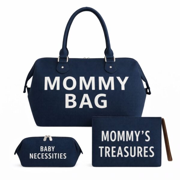 👜 Set Çantë për Nëna 3-në-1 Navy Blue Mommy’s Bags
