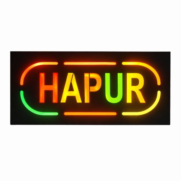 Reklamë LED shumëngjyrëshe me tekstin HAPUR ME KABLLO