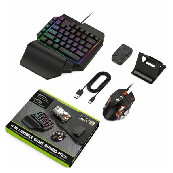 4 në 1 Mobile Game Combo Pack – Tastierë, Maus & Aksesorë për Gaming