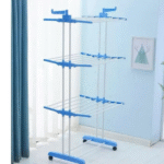 Raft për tharjen e rrobave me 4 nivele të palosshme me shirit të zgjatur të sipërm