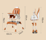 Karrige e Lartë për Ushqimin e Fëmijëve - Shumëfunksionale & e Palosshme - Figura 3