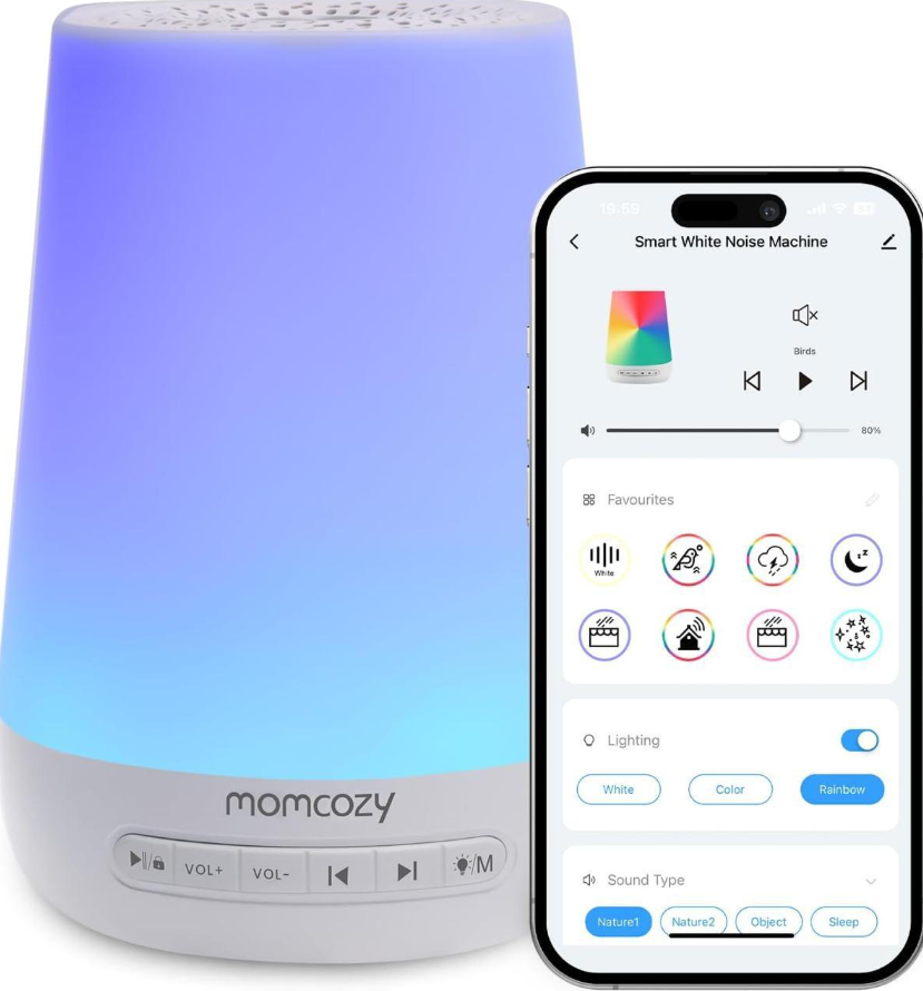 Screenshot-2025-10-02-082617 Momcozy Smart White Noise Machine – Pajisje Inteligjente me Drita & Tinguj Relaksues M21FWDB03 - Image 1