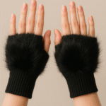 Doreza të zeza elegante me gëzof luksoz