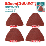 "TOTAL Sanding Sheet Set 20 Copë (TAC731801) – 80mm, Grit P40–P120 për Dru, Metal dhe Plastikë"