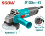 TOTAL Angle Grinder 900W Ø125mm me Rregullim Shpejtësie Brushe Elektrike Profesionale për Prerje & Gërryerje Metali - Figura 2