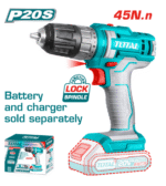 TOTAL P20S 20V Cordless Drill Driver – 45Nm 2-Speed Lock Spindle Function (Battery & Charger Sold Separately) - Figura 2