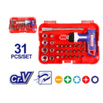 set çelësash soket + kaçavidë me bita