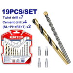Set 19 copë spiralë trapan + maja kaçavide EMTOP (për dru/metal/beton)