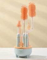 Set Furçash Silikoni për Shishe Bebesh – 360° Rrotulluese - Image 3