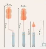 Set Furçash Silikoni për Shishe Bebesh – 360° Rrotulluese - Image 2