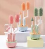 Set Furçash Silikoni për Shishe Bebesh – 360° Rrotulluese