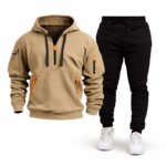 Komplet Sportiv Modern për Meshkuj me Hoodie me Zinxhir - Figura 2