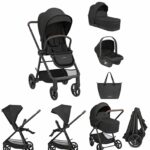 Karrocë KikkaBoo 3 në 1 Set Premium me Shtrat & Ulëse Veturë (0-22 kg) | Black Edition - Figura 2