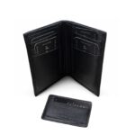 Set Portofol dhe Mbajtëse Kartash e Zezë prej Lëkure për Meshkuj