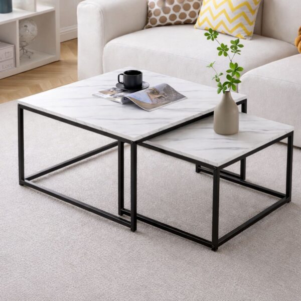 Set Tavolinash Nesting me Mermer - Elegancë Moderne për Sallon