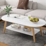 Tavolinë Kafeje Ovale - Stil Skandinav me Raft Poshtë - Figura 2