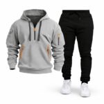 Komplet Sportiv Modern për Meshkuj me Hoodie me Zinxhir