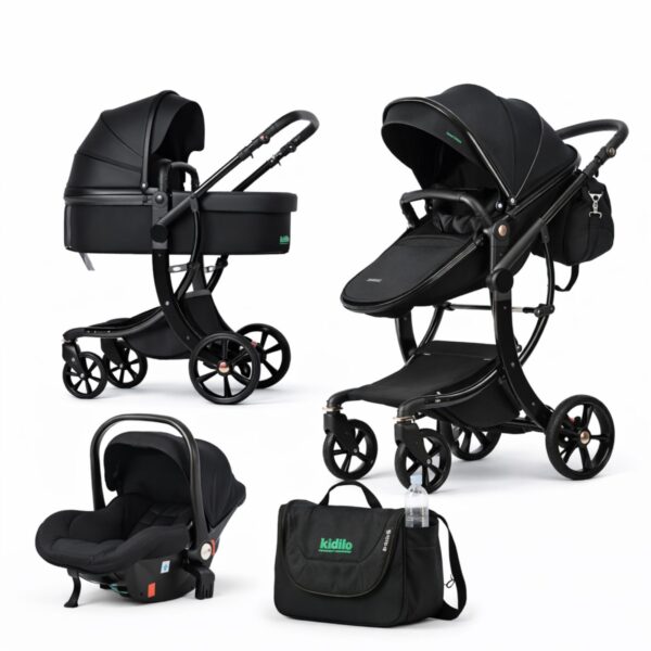 Karrocë Luksoze Multifunksionale Kidilo 3-në-1 – Elegancë, Prakticitet & Komfort