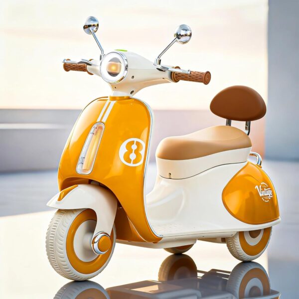 🛵💛 Baybee Vintage Electric Scooter 6V - Ride On për Fëmijë (Yellow Edition)