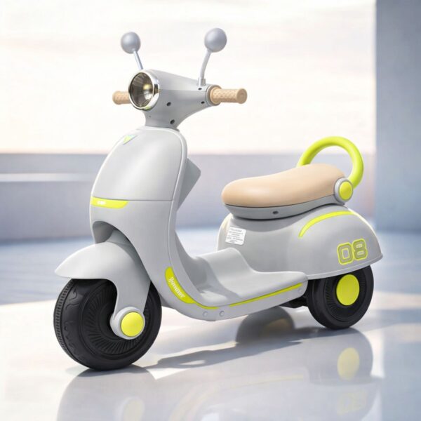 🛵🤩 Motorcycle New Kids Style - Scooter Vintage 6V (Grey Lime Edition)