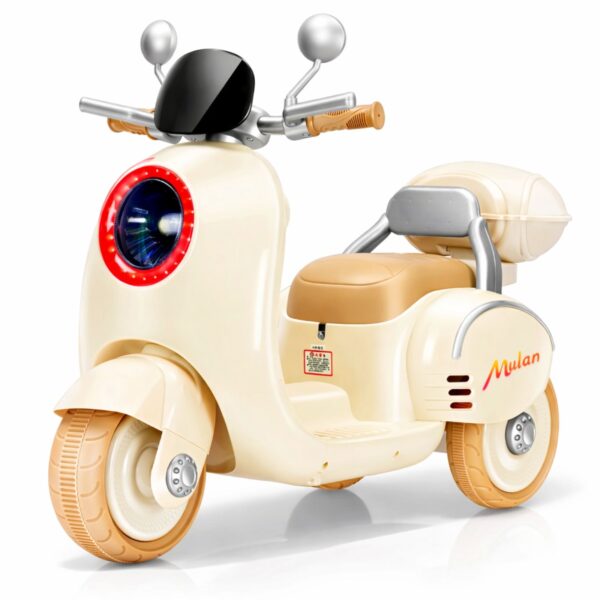 🛵✨ Motorcycle Vintage Kids - VESPA Style 6V (Beige Edition) 🤩👶