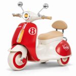 🛵❤️ Vintage Electric Ride-On Scooter për Fëmijë - Red Edition (3-Wheel, Music & LED) - Figura 5