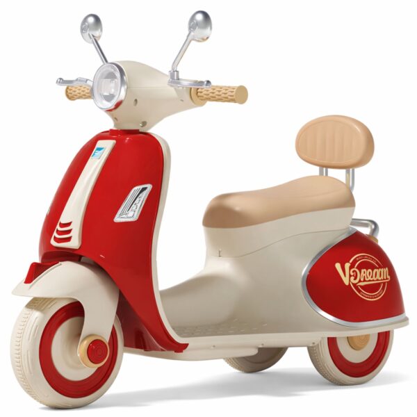 🛵❤️ Vintage Electric Ride-On Scooter për Fëmijë - Red Edition (3-Wheel, Music & LED)