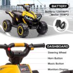 🟡🏎️ ATV Elektrik për Fëmijë 12V 4x4 - Kids RideOn Quad me Telekomandë (Yellow / Red) - Figura 6