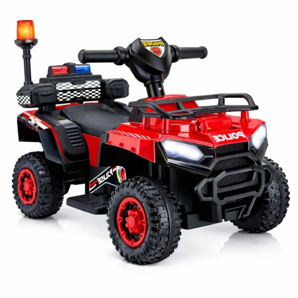🚓 MotorGenic ATV Policie Elektrik 6V për Fëmijë - 4 Rrota me Drita LED & Tinguj Realistë (RED)