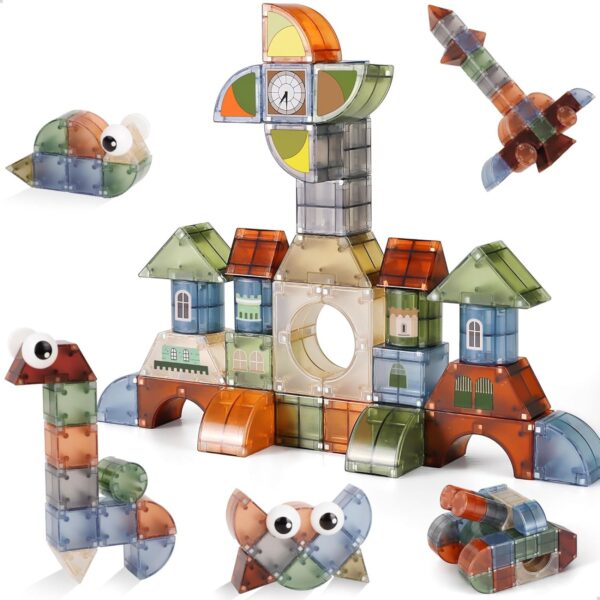 🧲🧱 iPlay, iLearn Magnetic Blocks - Set Ndërtimi Magnetik 62 Copë (STEM Edukativ)