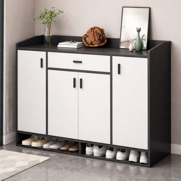 🖤 Dollap Modern për Këpucë me Sirtar & Dyer - Organizues për Hyrje (120×30×80 cm)