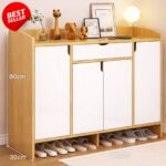 🪵 Dollap për Këpucë me Sirtar & Dyer – Dizajn Modern Druri Natyral (120×30×80 cm) - Figura 2