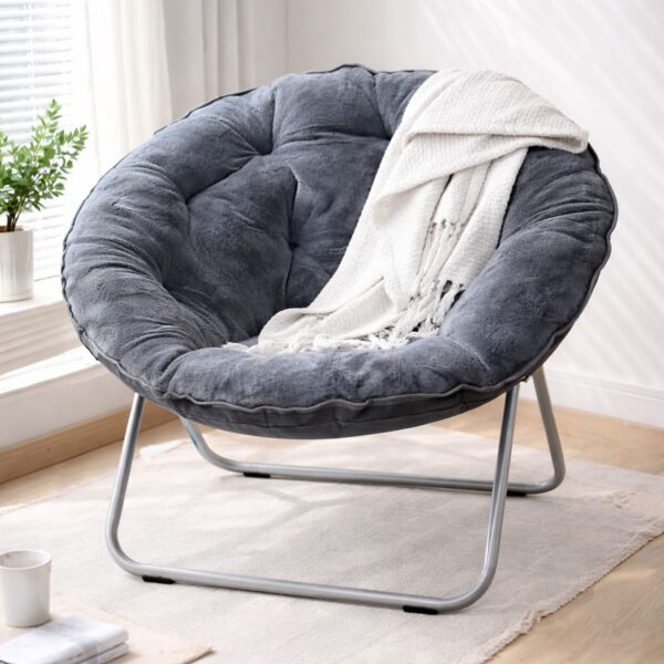 🪑 Karrige Moderne Relax - Saucer Chair me Lesh Artificial (Foldable, Grey)