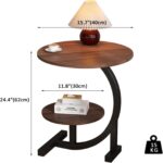 🪑 Tavolinë Anësore Rrethore 2 Nivele - Coffee Table Moderne me Raft (40×40×60 cm) - Figura 2