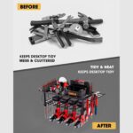 🛠️ Organizues Veglash për Mur - Raft Metalik 2 Shtresor me Mbajtëse për Drill (60 cm) - Figura 9