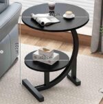 🪑 Tavolinë Anësore Rrethore 2 Nivele - Coffee Table Moderne me Raft (40×40×60 cm) - Figura 3