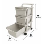 🧺 Organizues Plastik me 3 Sirtarë - Me Rrota (Ivory)