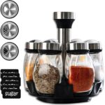 🧂 Raft Rrotullues për Erëza - Set me 6 Kavanoza Qelqi (360°) - Figura 6