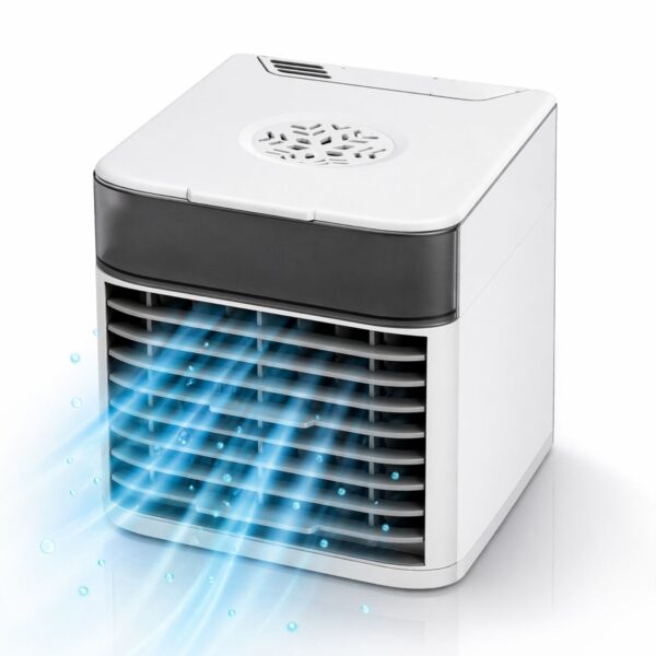 ❄️ Mini Air Cooler Portativ – Ftohës Ajri me Ujë & Akull (7 Ngjyra LED)