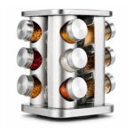 Organizues Erëzash Rrotullues me 12 Kavanoza - Spice Rack 360° prej Çeliku Inox (Silver) 🧂✨