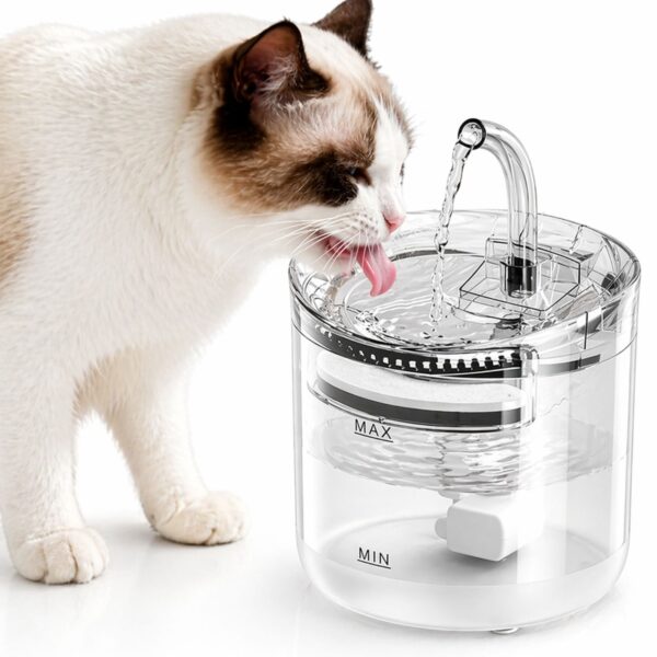 💧🐾Automatik Dispenser Uji për Kafshë 1.8L - Cat & Dog Water Fountain me Filtrim & Pompë Silent (Transparent)