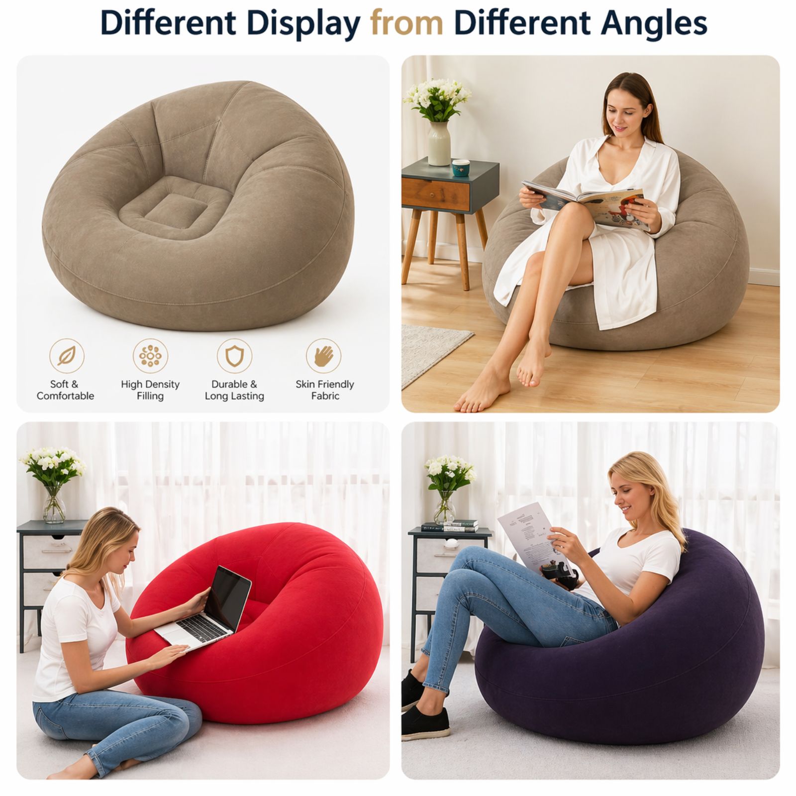 🛋️ Inflatable Air Sofa - Karrige Portative Komode me Mbështetje të Plotë ✨ - Figura 4