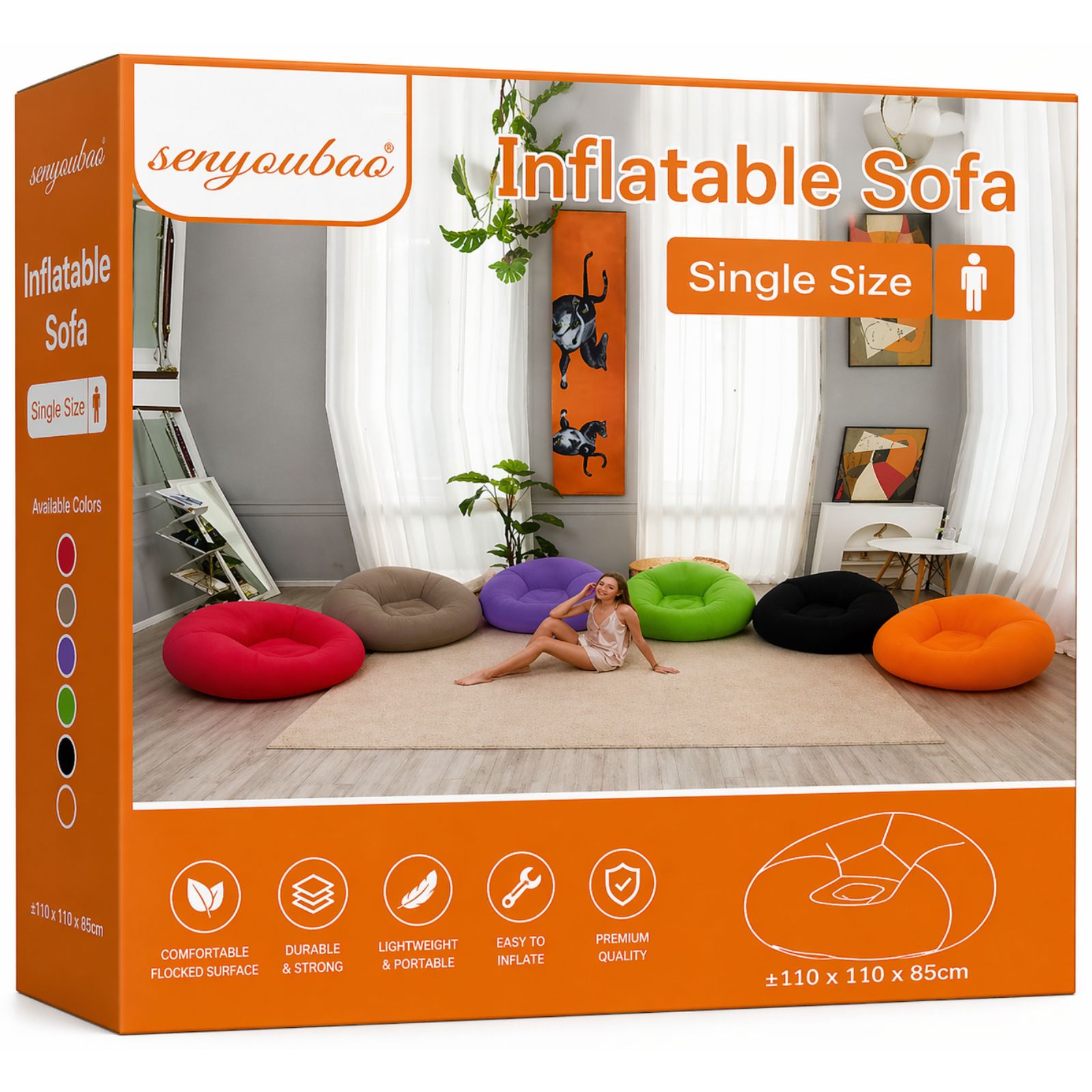 🛋️ Inflatable Air Sofa - Karrige Portative Komode me Mbështetje të Plotë ✨ - Figura 6