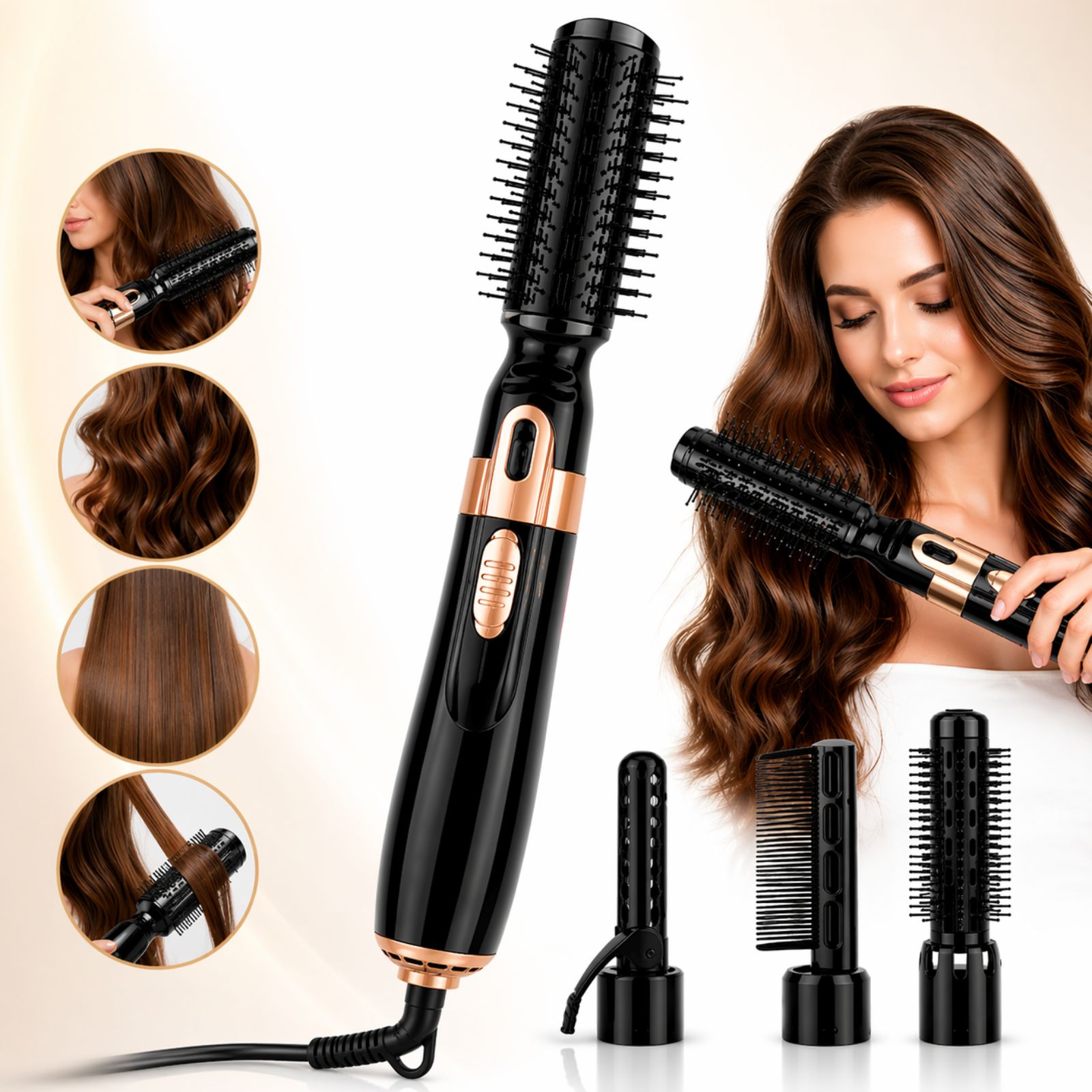 💇‍♀️ 4 në 1 Hot Air Styler - Tharëse, Drejtuese, Kaçurrela & Brush në Një - Figura 1
