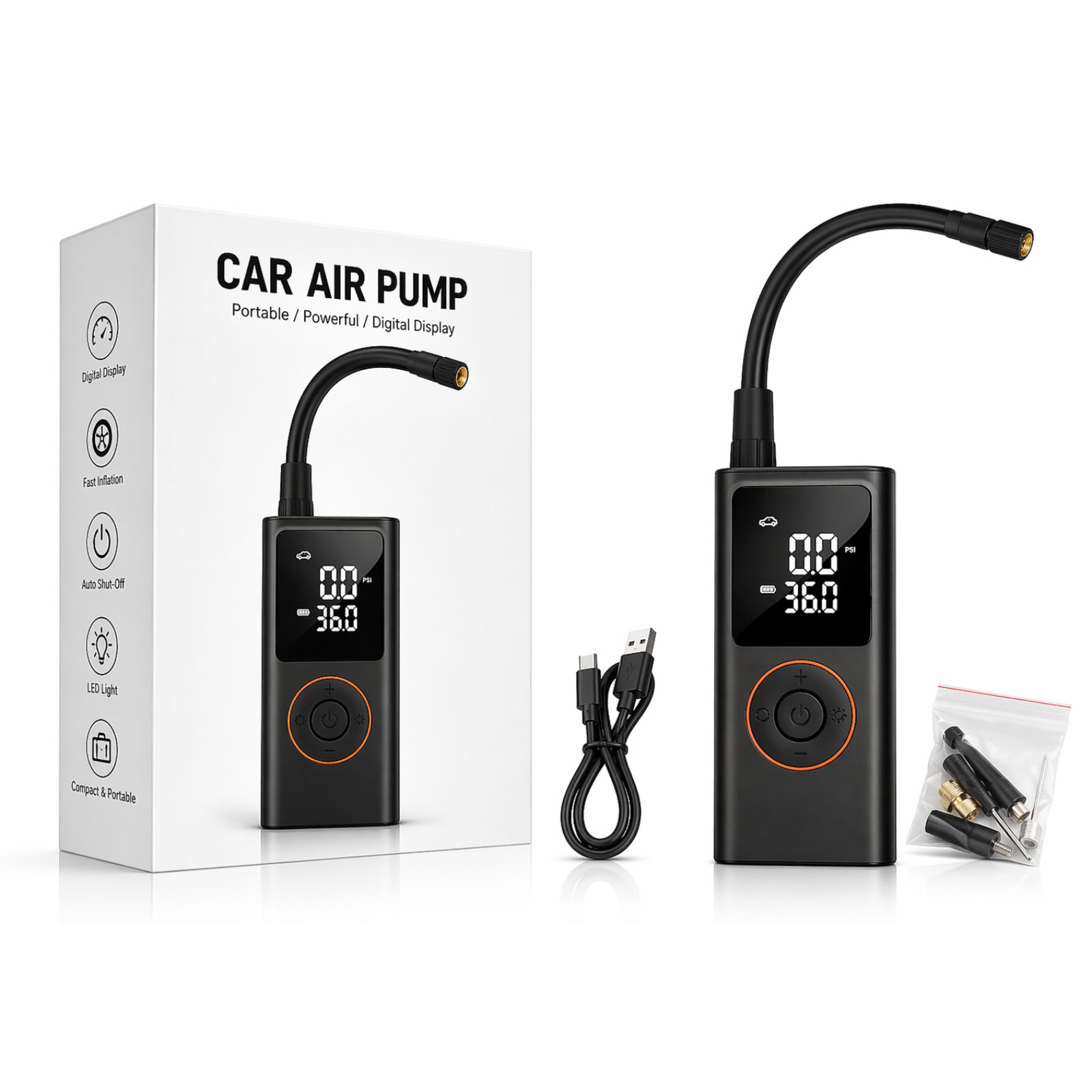 🚗 Portable Air Pump - Kompresor Ajri Digital 50W (Wireless) - Figura 2