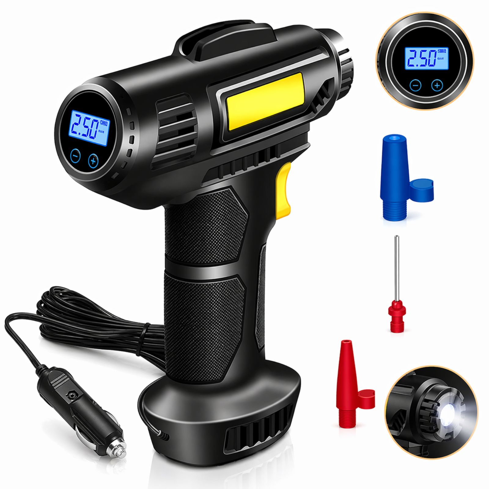 🚗 Digital Air Compressor - Kompresor Ajri 120W me Ekran Digital & Auto Stop 2.5 bar - Figura 2